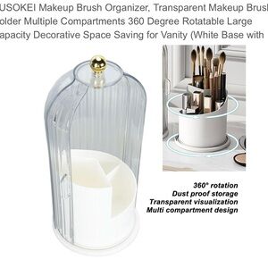 Transparent Makeup Brush Organizer with Gold Accent